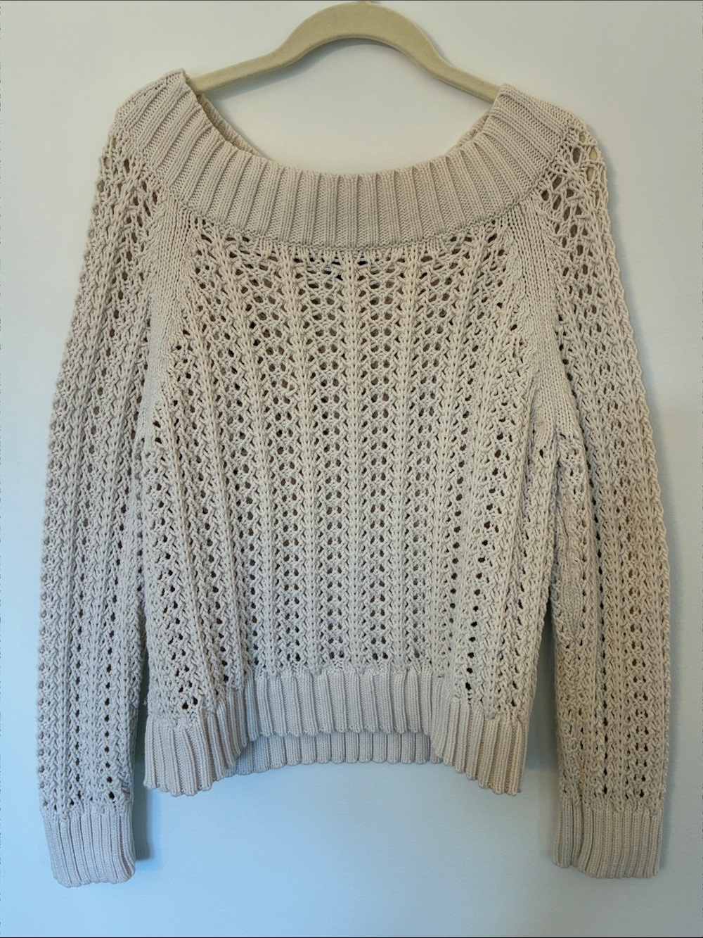 J. Crew Open-Knit Scoop Neck Sweater in Light Beige